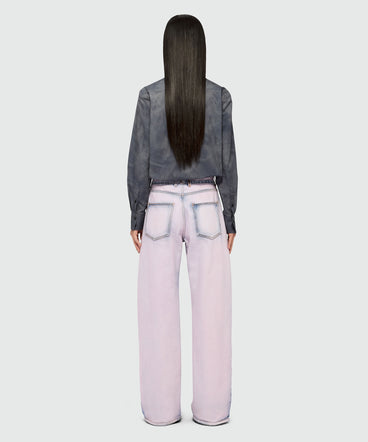 Pink overdyed denim trousers