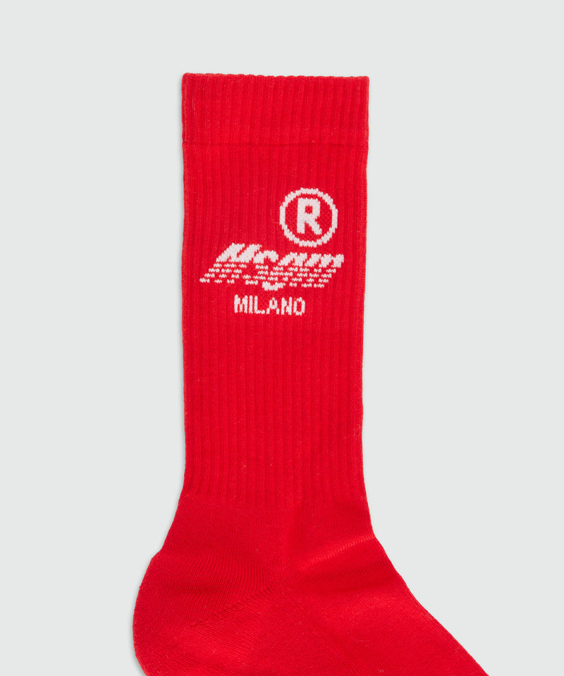 Red socks with MSGM Race jacquard graphics 18 Women 