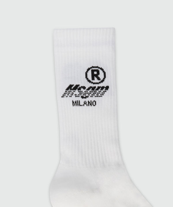 White socks with MSGM Race jacquard graphics
