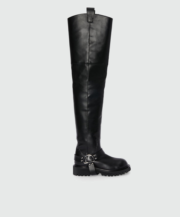 High black biker style boots