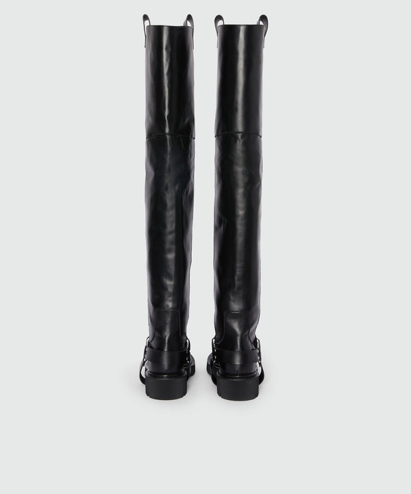 High black biker style boots