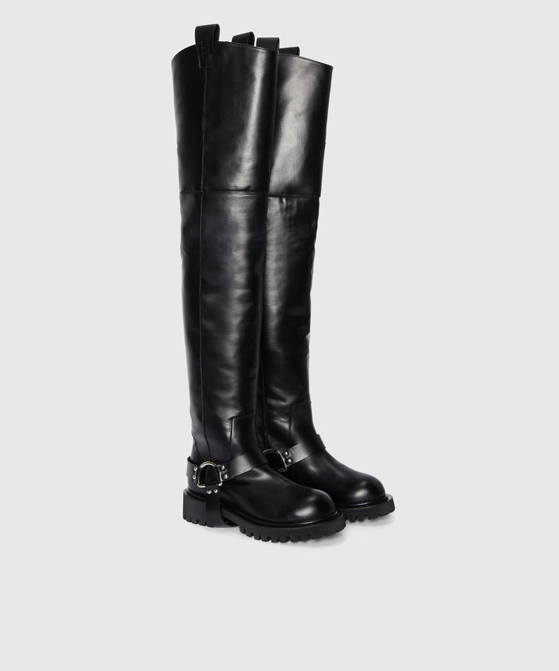 High black biker style boots 99 Women 