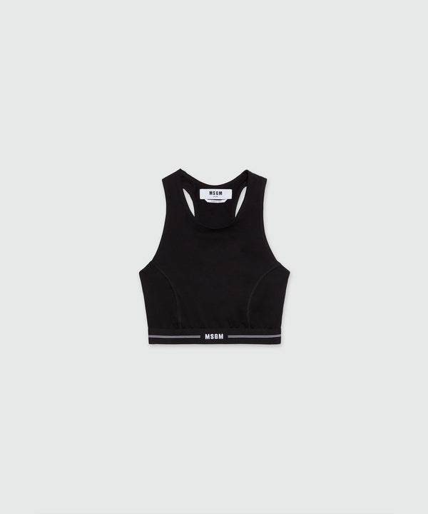 MSGM black jersey top with racerback neckline and elastic waistband