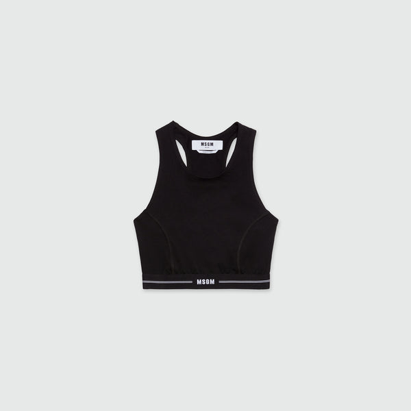MSGM black jersey top with racerback neckline and elastic