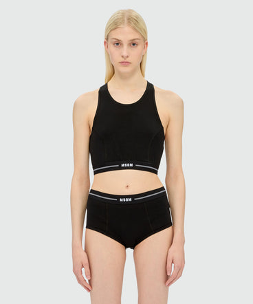 MSGM black jersey top with racerback neckline and elastic waistband