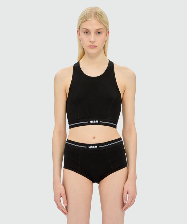 MSGM black jersey top with racerback neckline and elastic waistband