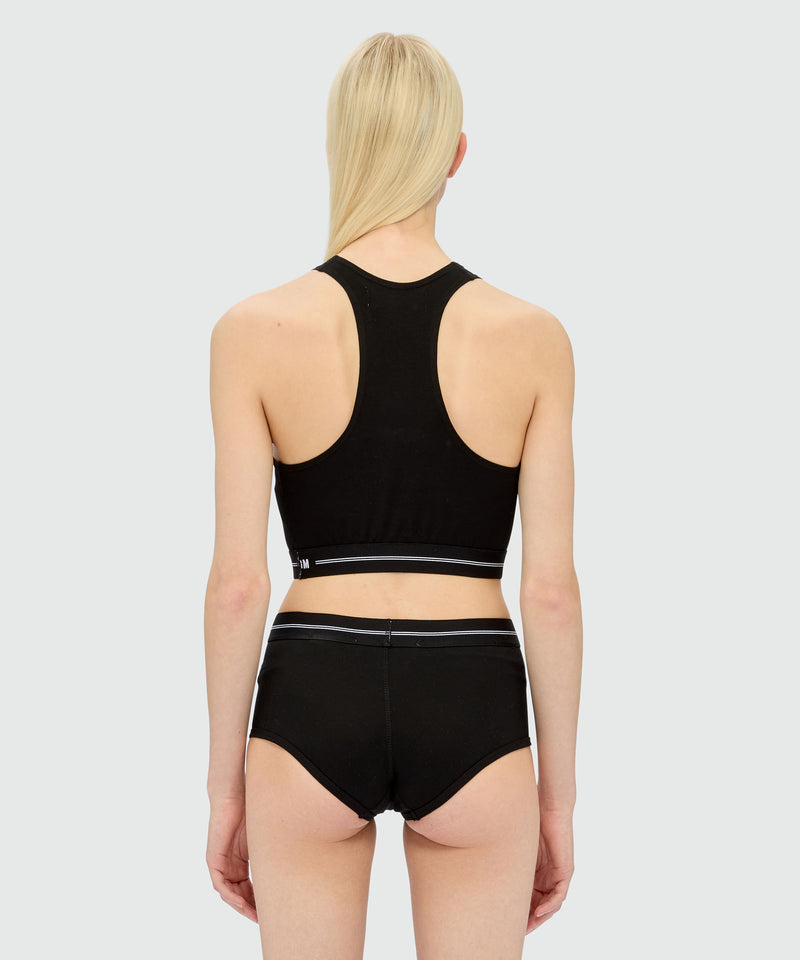 MSGM black jersey top with racerback neckline and elastic waistband 99 Women 