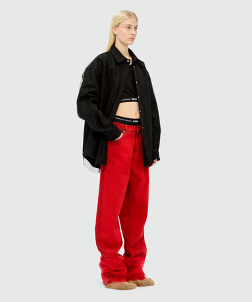 MSGM black jersey top with racerback neckline and elastic waistband
