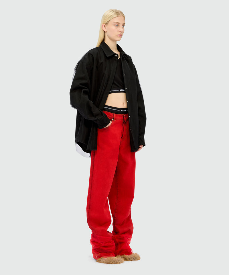 MSGM black jersey top with racerback neckline and elastic waistband 99 Women 