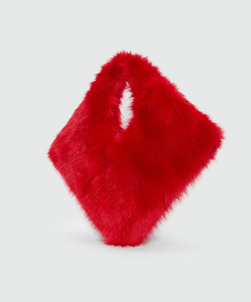 Maxi red shoulder bag in fluffy eco-fur 19 Women 
