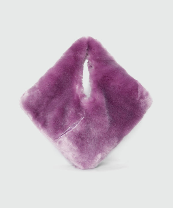 Maxi lilac shoulder bag in fluffy eco-fur