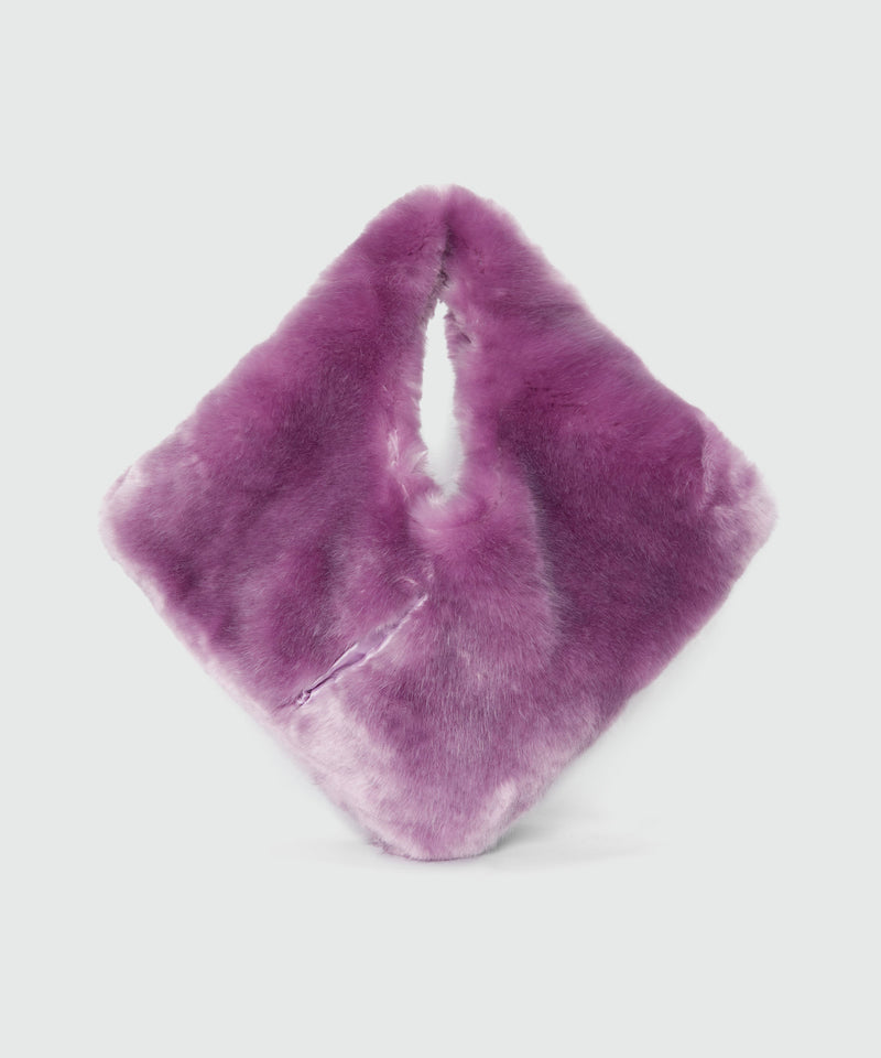 Maxi lilac shoulder bag in fluffy eco-fur 70 Women 