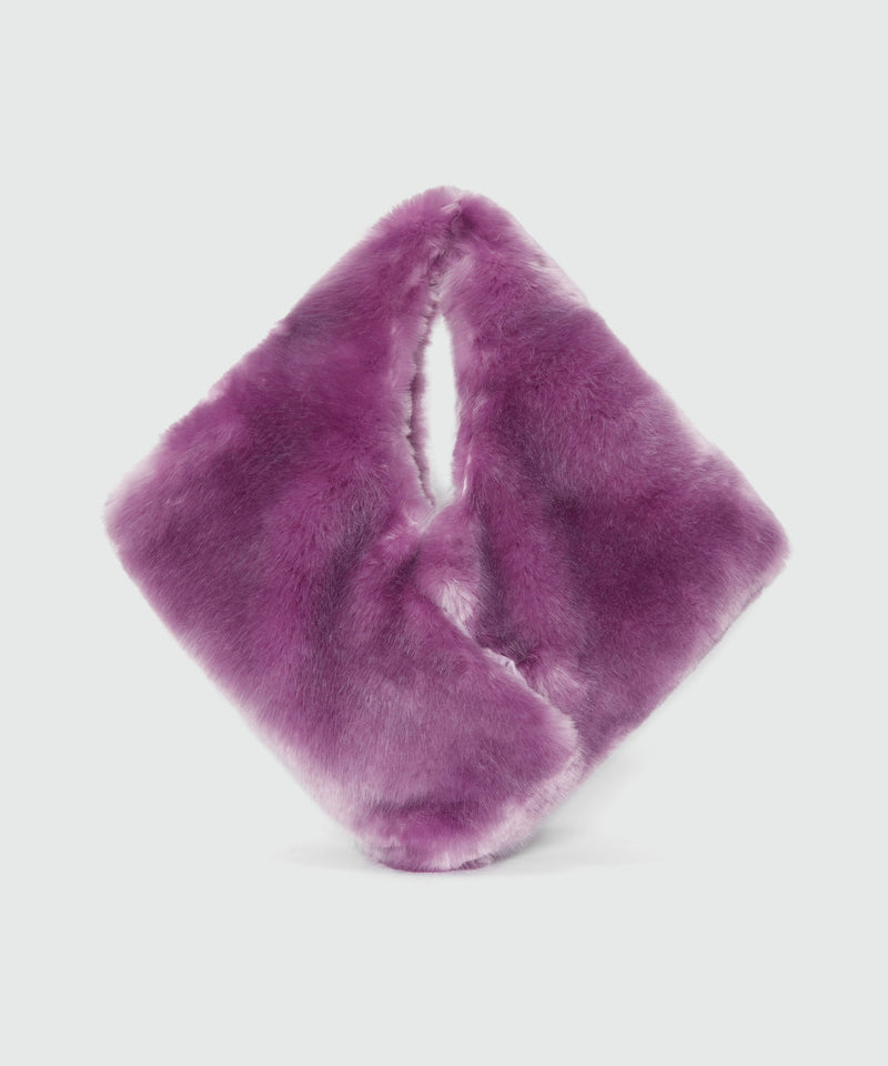 Maxi lilac shoulder bag in fluffy eco-fur 70 Women 