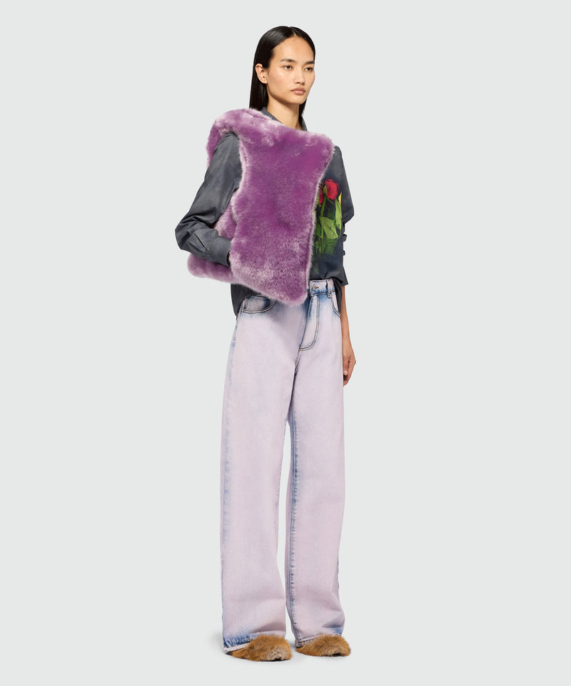 Maxi lilac shoulder bag in fluffy eco-fur 70 Women 
