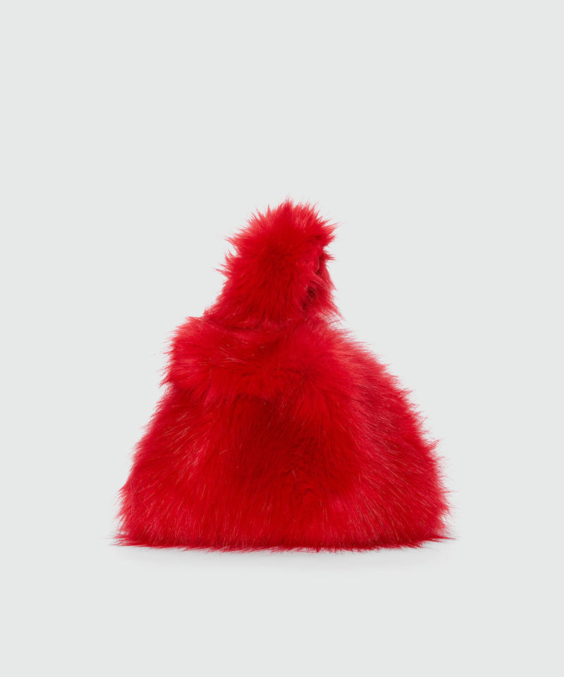 Small red handbag in fluffy faux fur 19 Women 