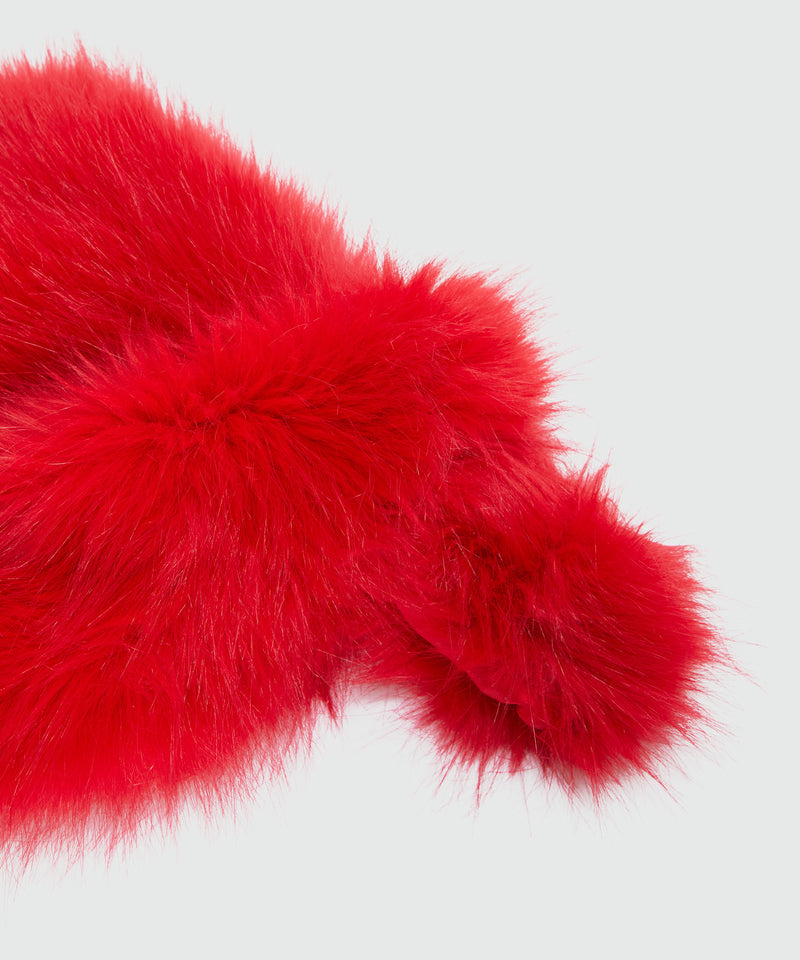 Small red handbag in fluffy faux fur 19 Women 