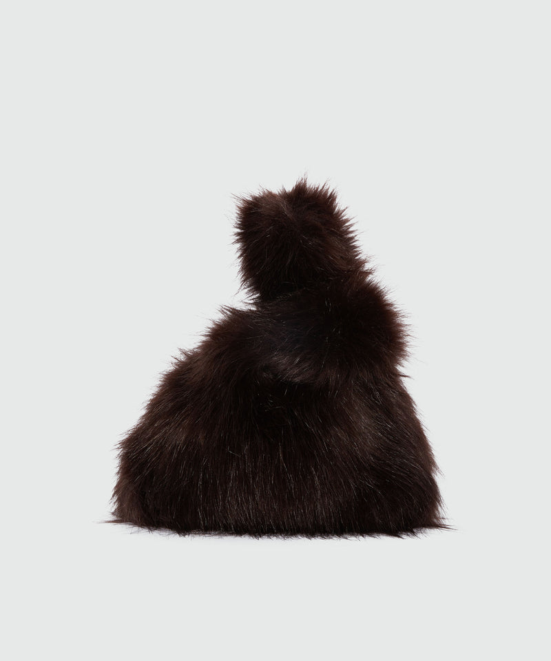 Small brown handbag in fluffy faux fur 30 Women 