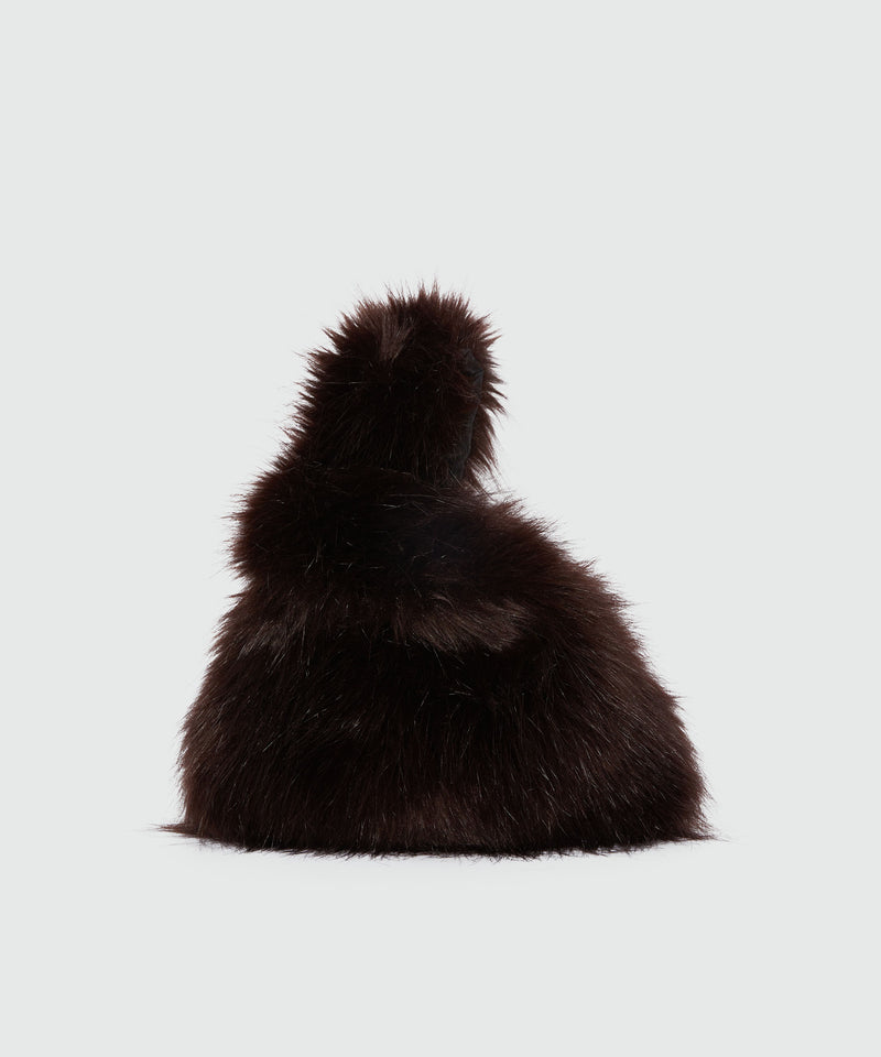 Small brown handbag in fluffy faux fur 30 Women 