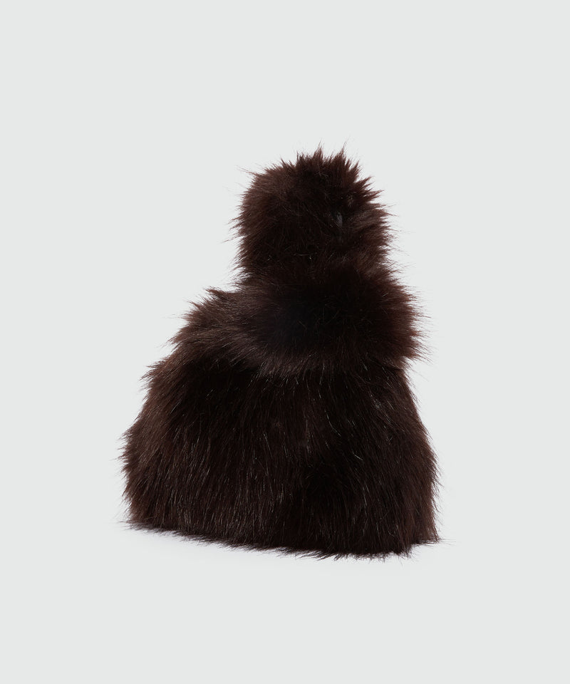 Small brown handbag in fluffy faux fur 30 Women 