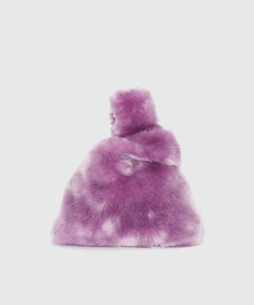 Borsa piccola a mano lilla in eco-pelliccia fluffy