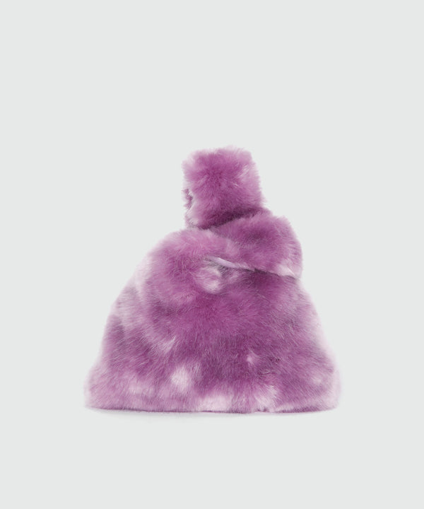 Small lilac handbag in fluffy faux fur