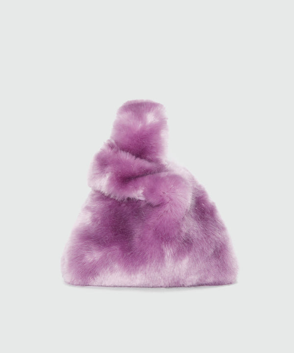 Small lilac handbag in fluffy faux fur