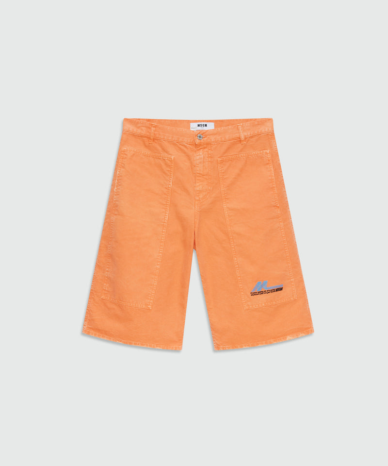 Orange cotton canvas Bermuda shorts with enzyme wash 10 Uomo 