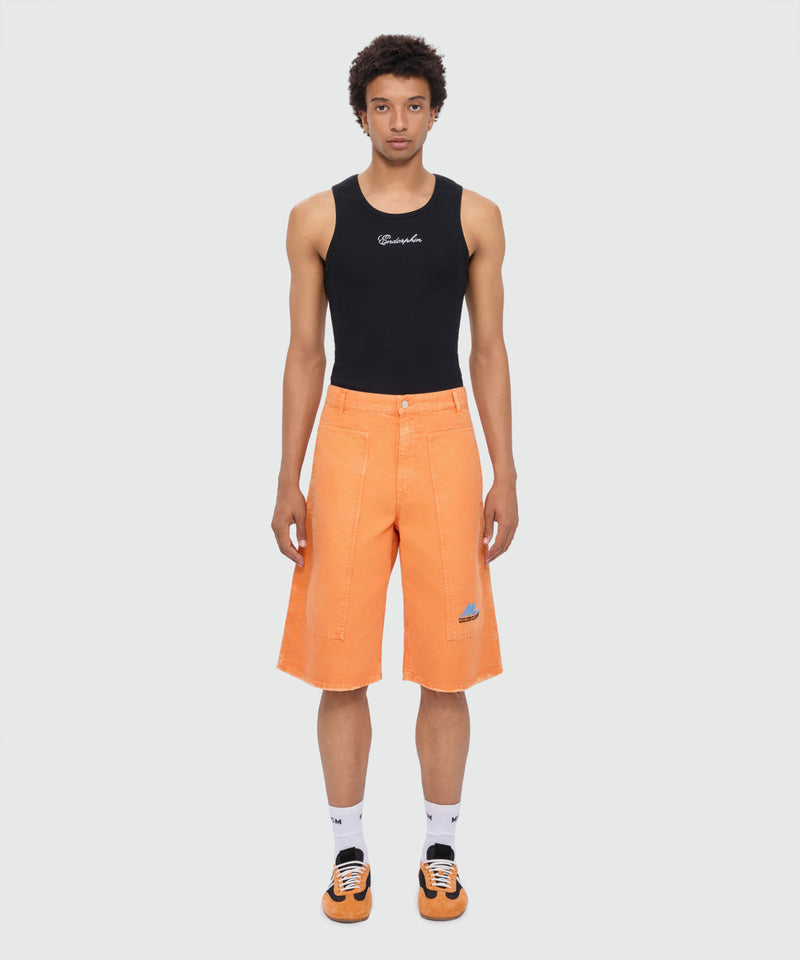 Orange cotton canvas Bermuda shorts with enzyme wash 10 Uomo 