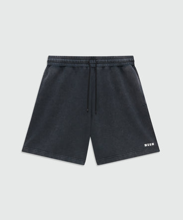 Anthracite grey cotton fleece Bermuda shorts with marbled wash