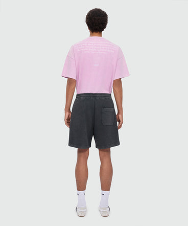 Anthracite grey cotton fleece Bermuda shorts with marbled wash