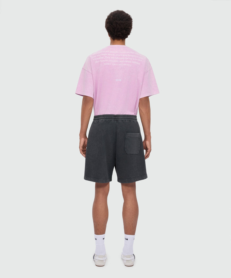 Anthracite grey cotton fleece Bermuda shorts with marbled wash 98 Uomo 