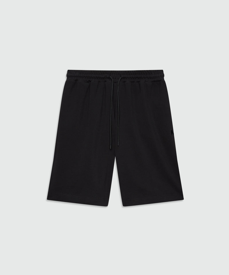 Black double pique Bermuda shorts with adjustable elasticated waistband 99 Uomo 
