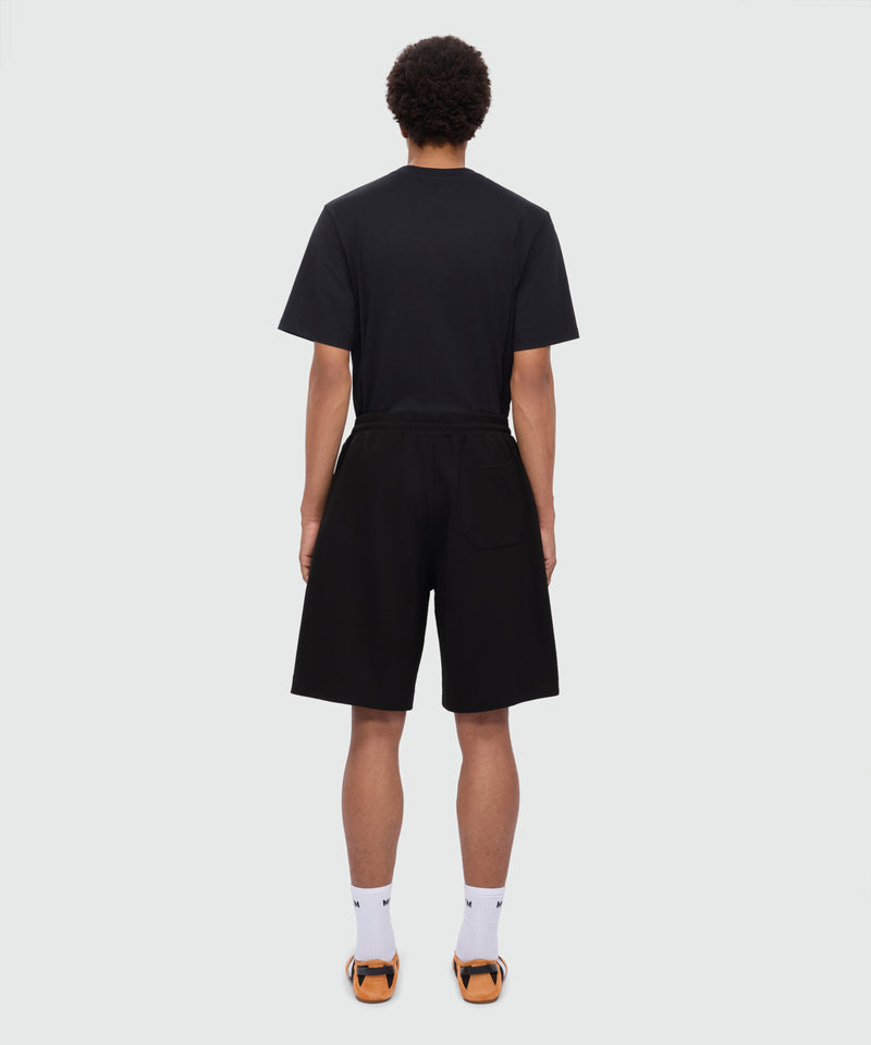 Black double pique Bermuda shorts with adjustable elasticated waistband 99 Uomo 