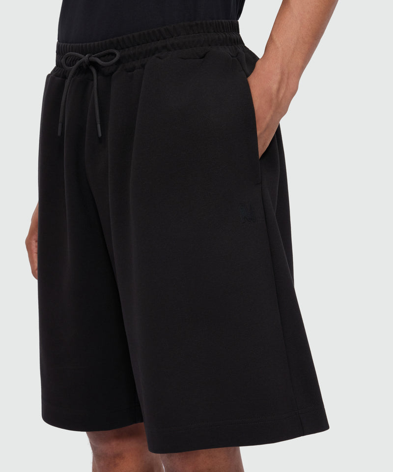 Black double pique Bermuda shorts with adjustable elasticated waistband 99 Uomo 