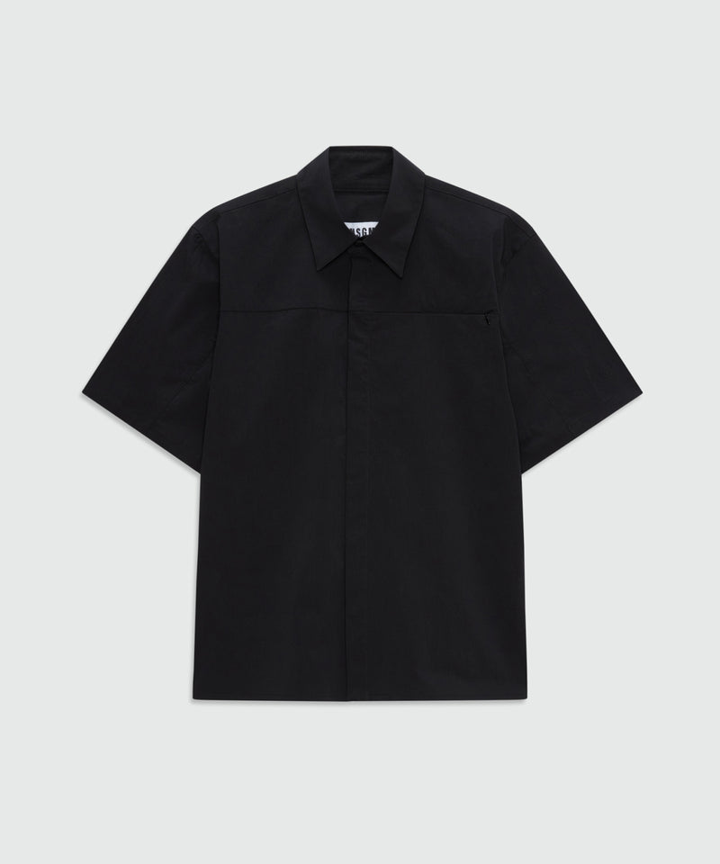 Black stretch cotton short-sleeve shirt with classic collar 99 Uomo 