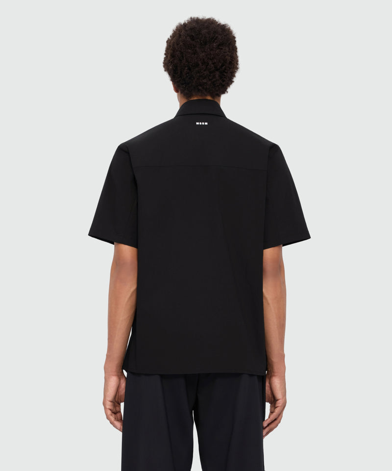 Black stretch cotton short-sleeve shirt with classic collar 99 Uomo 