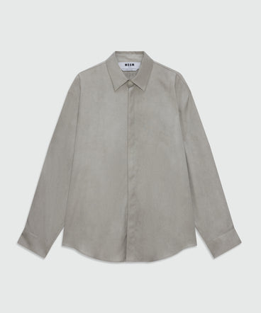 Camicia grigio ghiaccio in lyocell con trattamento tie and dye