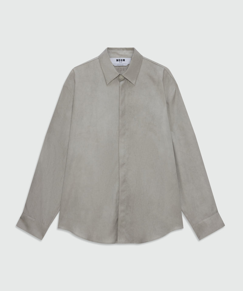 Camicia grigio ghiaccio in lyocell con trattamento tie and dye 93 Uomo 