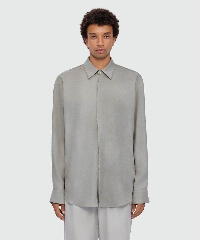 Camicia grigio ghiaccio in lyocell con trattamento tie and dye 93 Uomo 