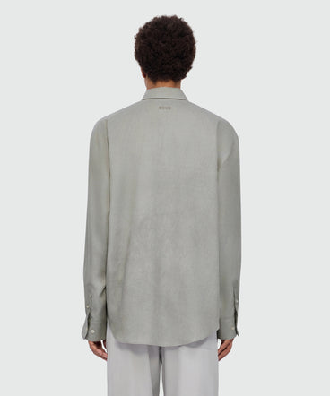 Camicia grigio ghiaccio in lyocell con trattamento tie and dye