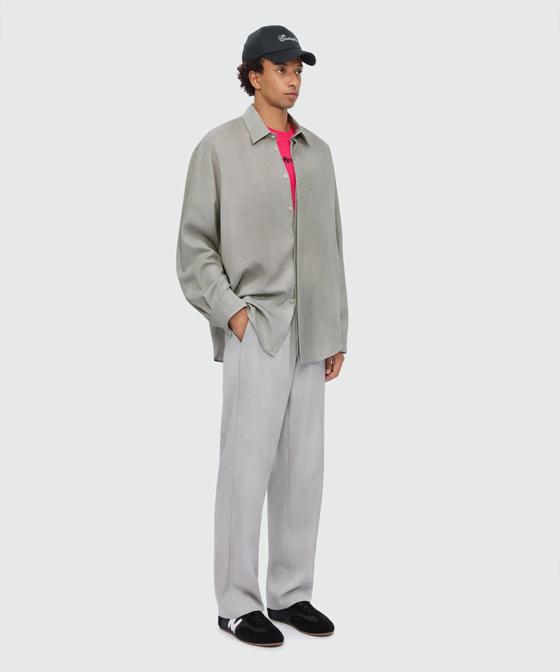 Camicia grigio ghiaccio in lyocell con trattamento tie and dye 93 Uomo 