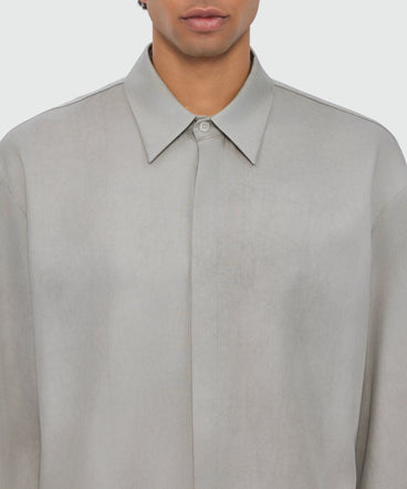 Camicia grigio ghiaccio in lyocell con trattamento tie and dye