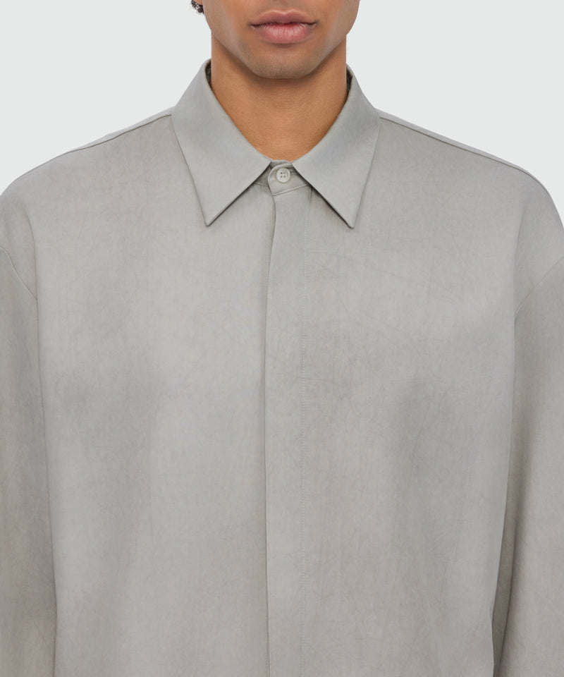 Camicia grigio ghiaccio in lyocell con trattamento tie and dye 93 Uomo 