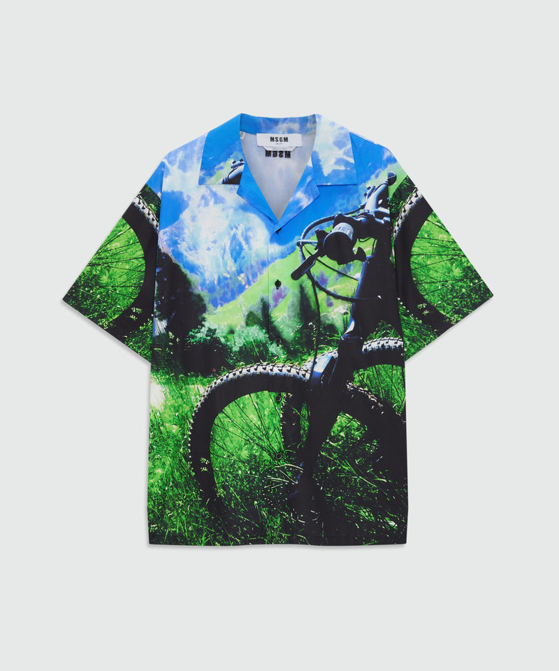 Multicolor cotton printed short-sleeve bowling shirt 03 Uomo 