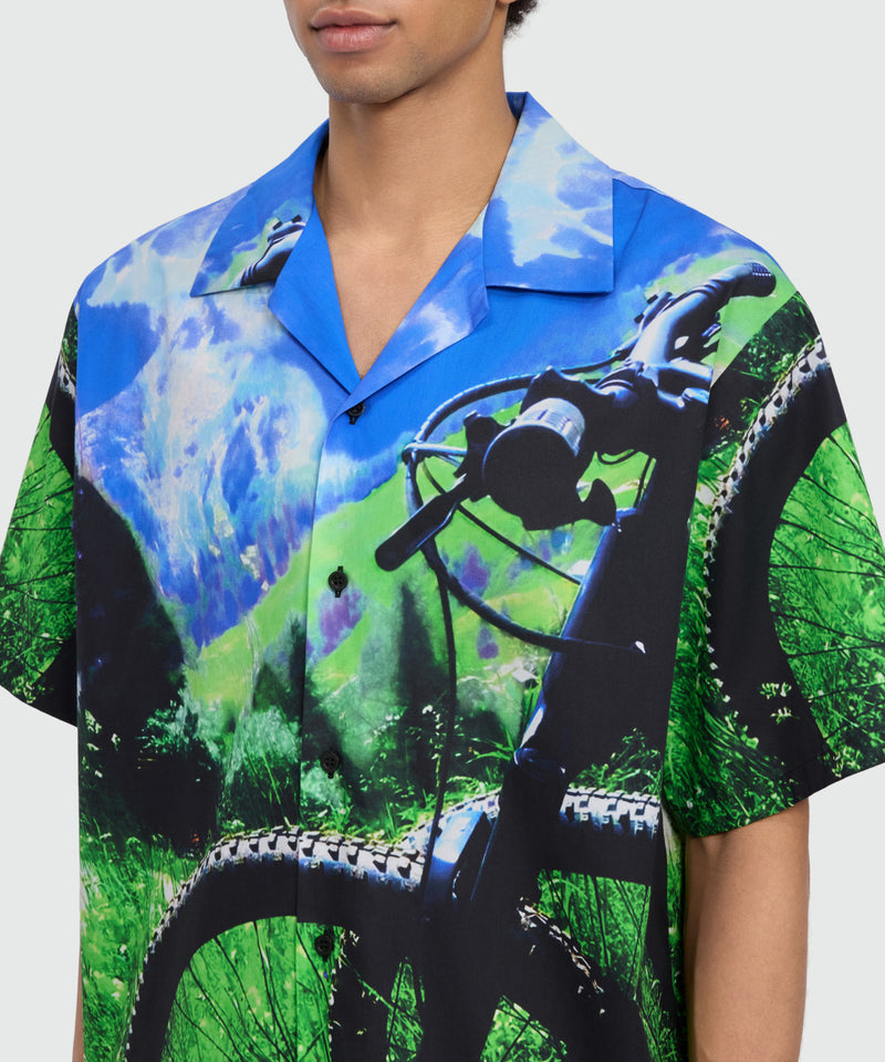 Multicolor cotton printed short-sleeve bowling shirt 03 Uomo 