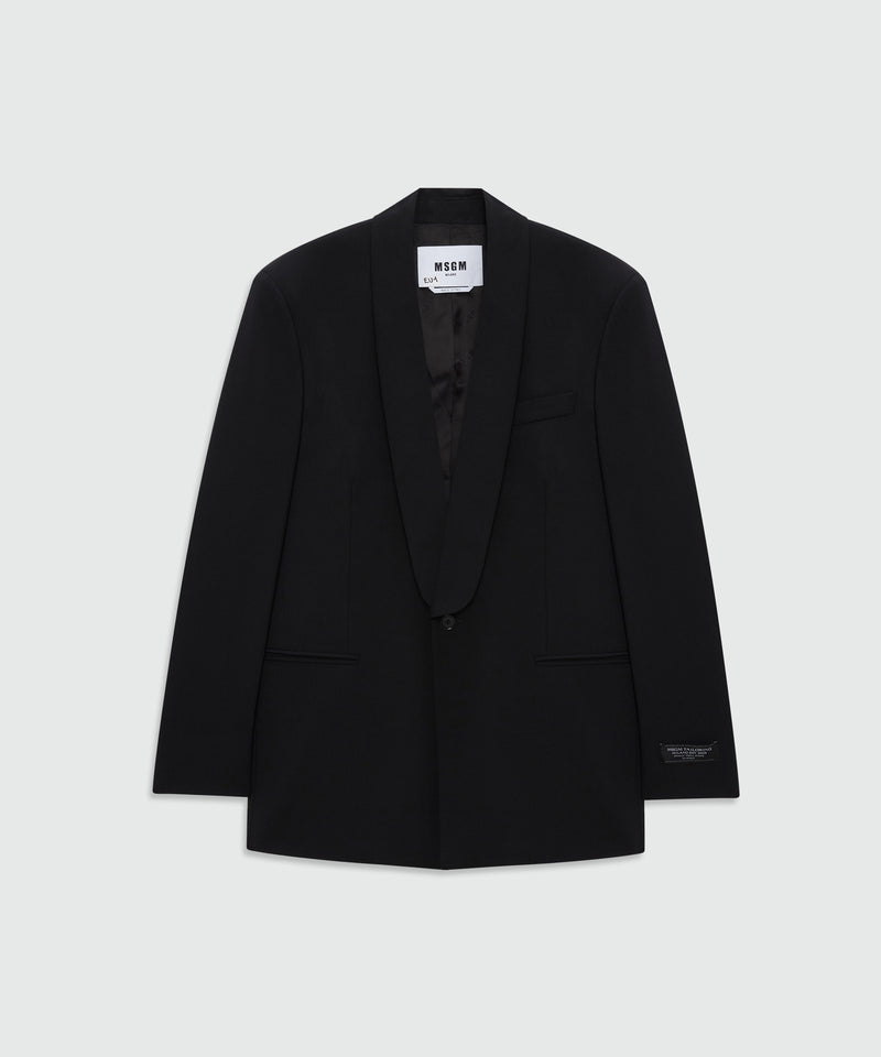 Black double-breasted wool jacket with shawl lapels 99 Uomo 