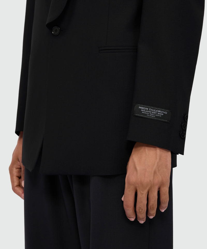 Black double-breasted wool jacket with shawl lapels 99 Uomo 