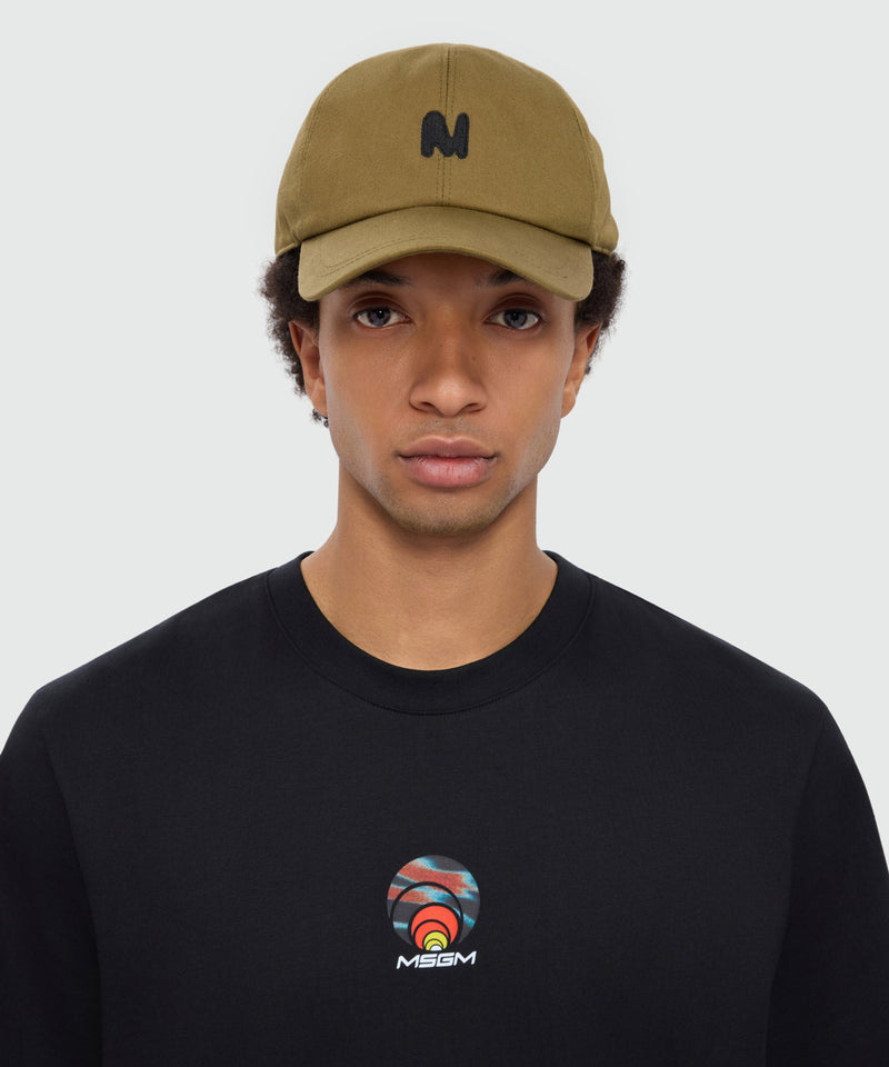 Cappello baseball verde militare con ricamo MSGM 37 Uomo 