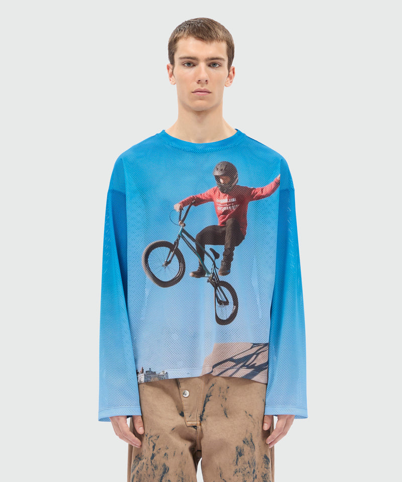 Long-sleeve mesh T-shirt with print 03 Uomo 