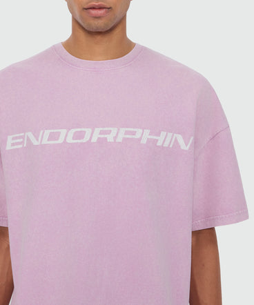 Pink long-sleeve cotton jersey T-shirt with marbled wash and front print